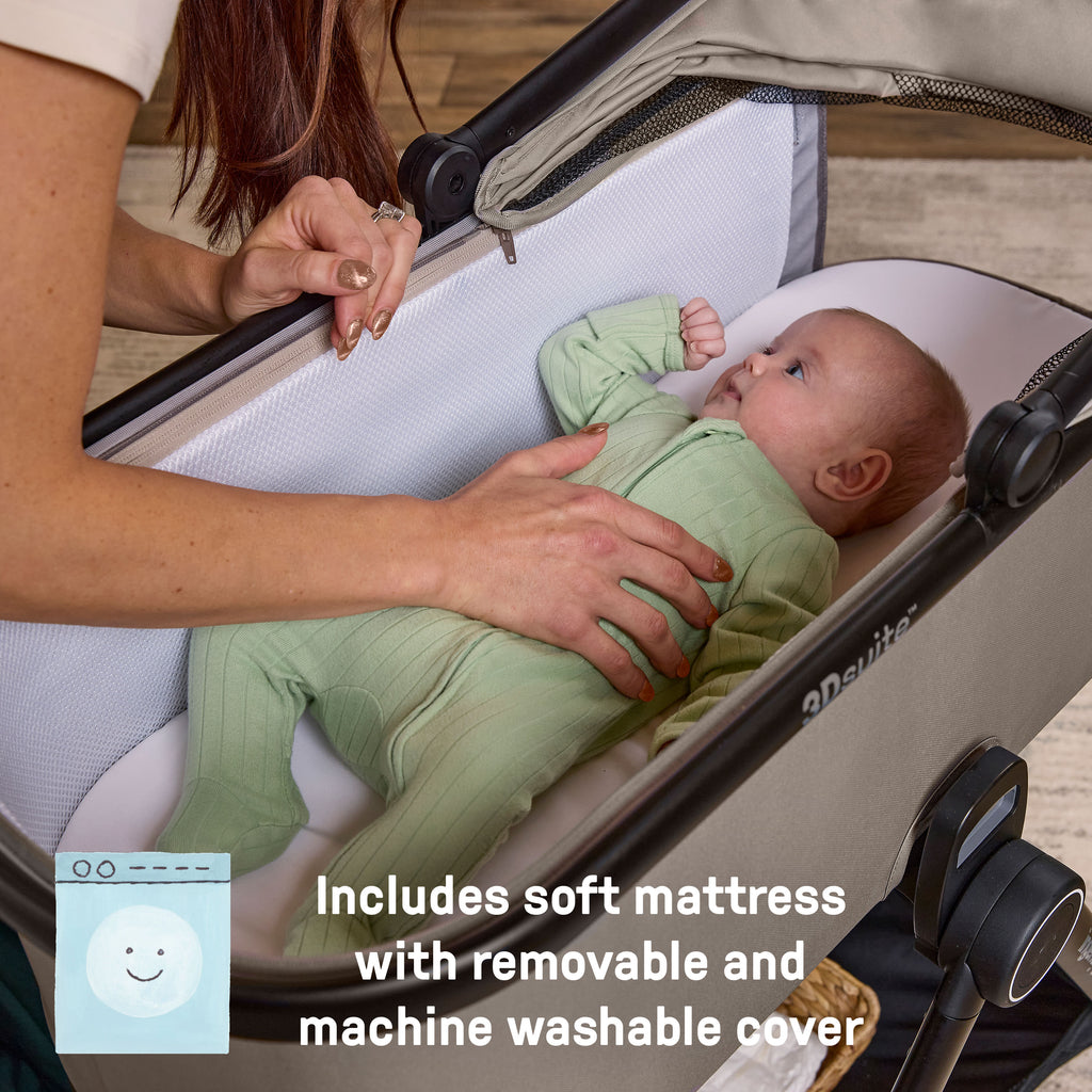 Ingenuity 3DSuite DualDock Carry Cot  Portable Baby Bassinet for Overnight Sleep (with Stand Only) & Stroller Carry Cot - Cashew