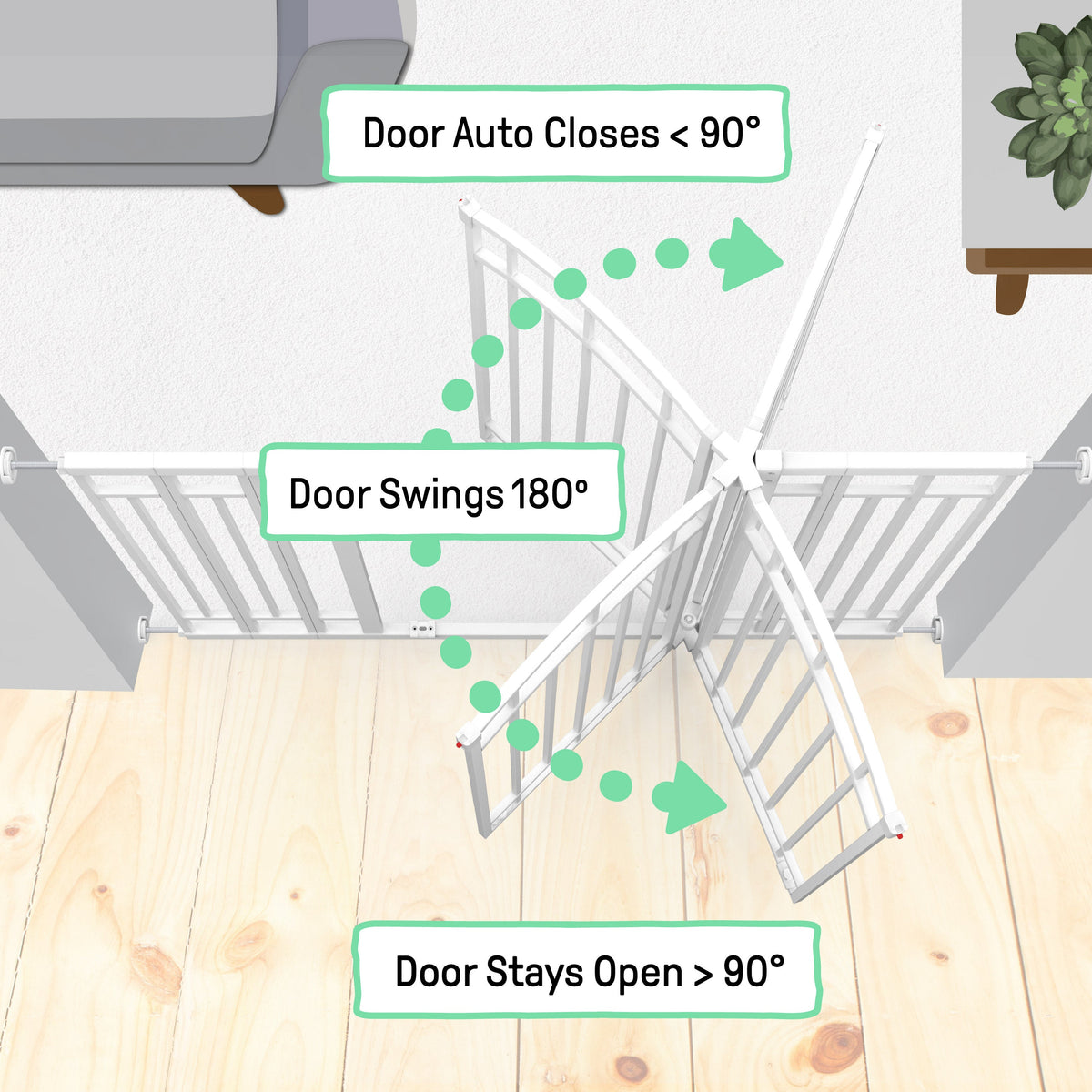 Doorway 48W Series Safety Pet and Baby Gate, openings 29-48 Wide, 36 Tall - White