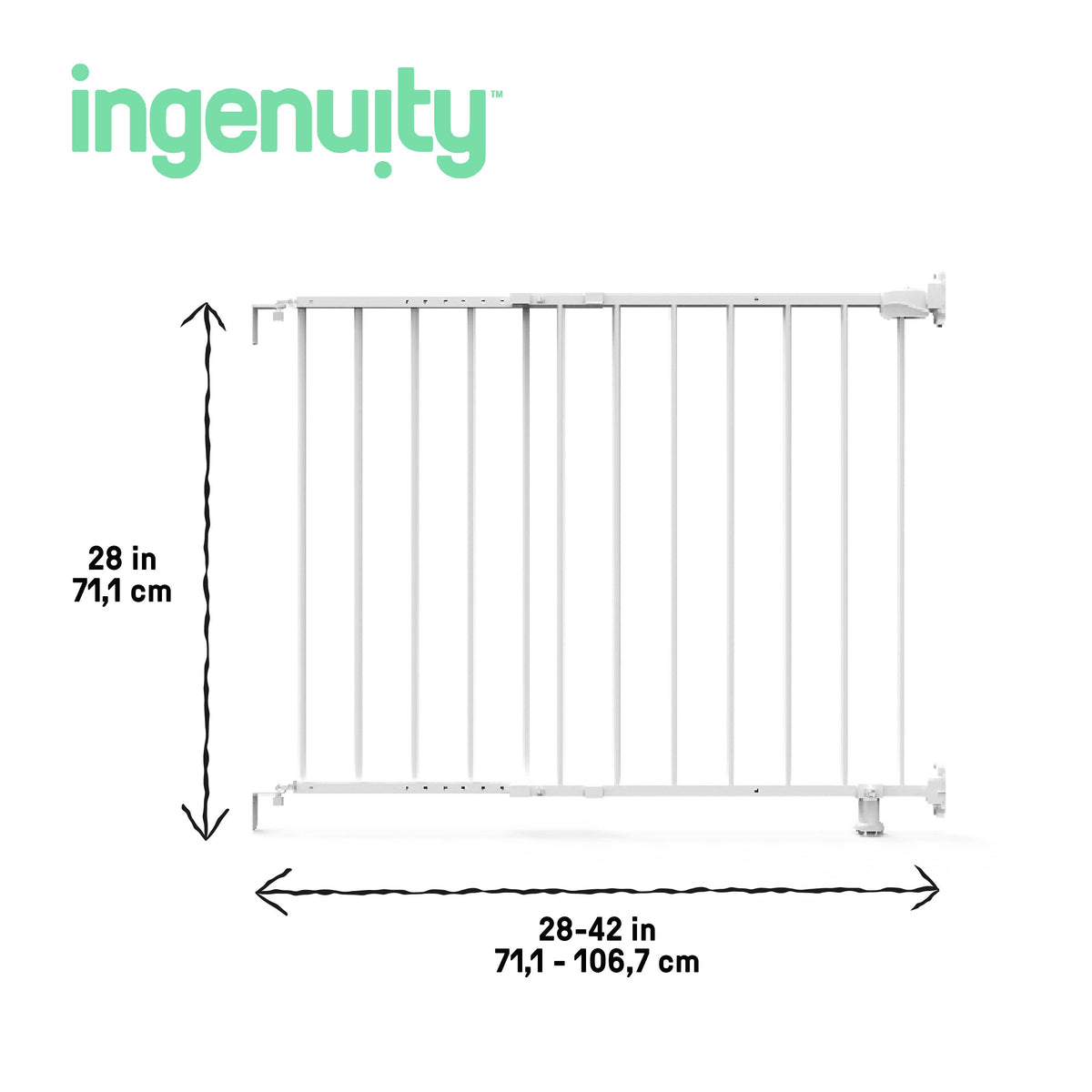 The Stairway 42W Series Safety Pet and Baby Gate, Openings from 28-42 Wide - White