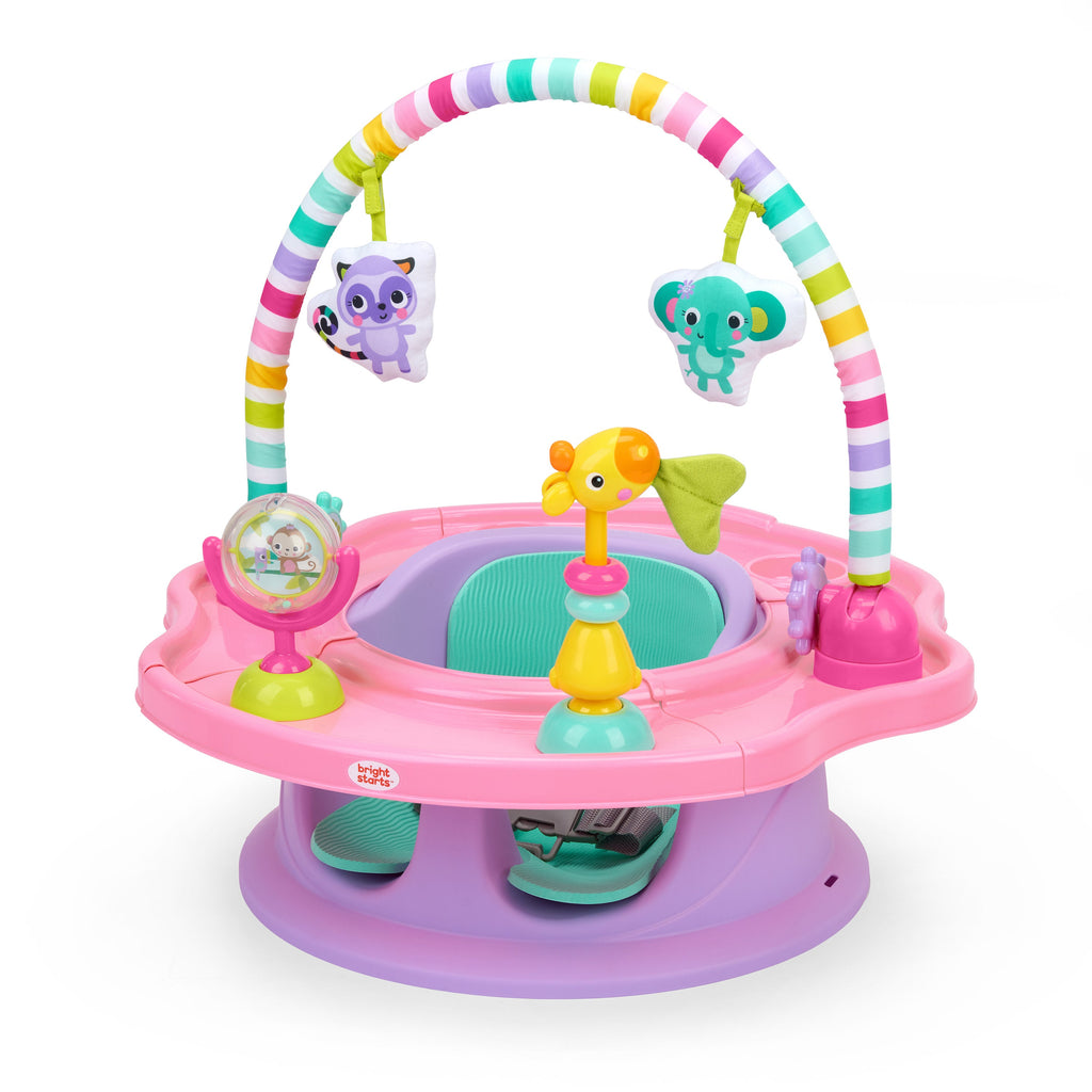 Bright Starts SuperSeat 3-in-1 Seat with Snacking Tray, Pink Paradise, 6 Months+