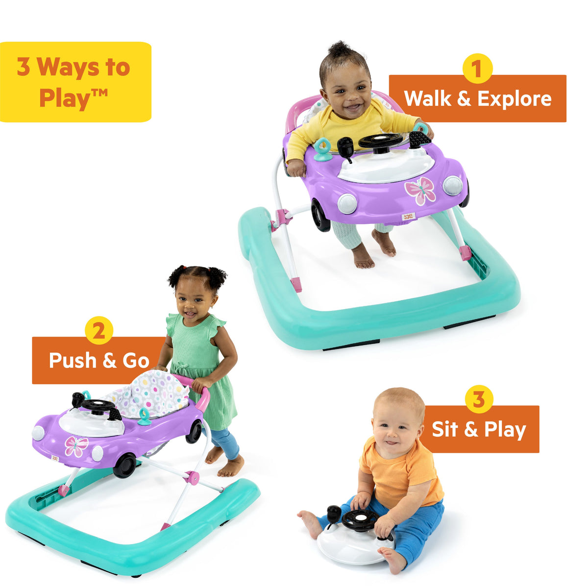 Little Speedster 3-in-1 Car Walker - Purple Power