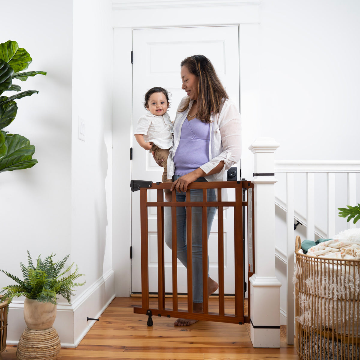 The Stairway+ 48W Series Pet and Baby Gate with Dual Banister Kit, Openings 32 to 48 Wide, 33 Tall