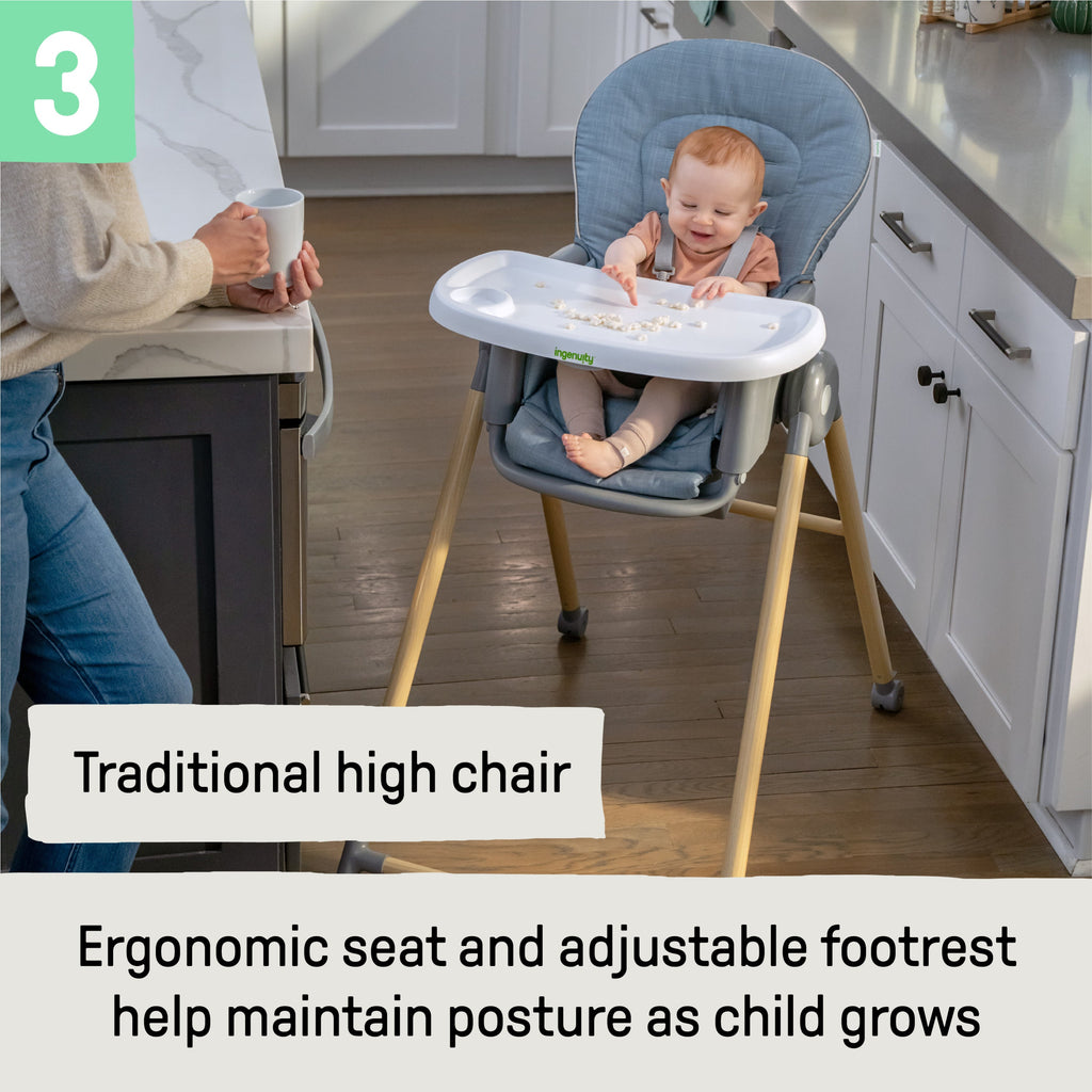 Ingenuity Proper Positioner 7-in-1 Deluxe High Chair - Unisex, For Ages 0-60 Months