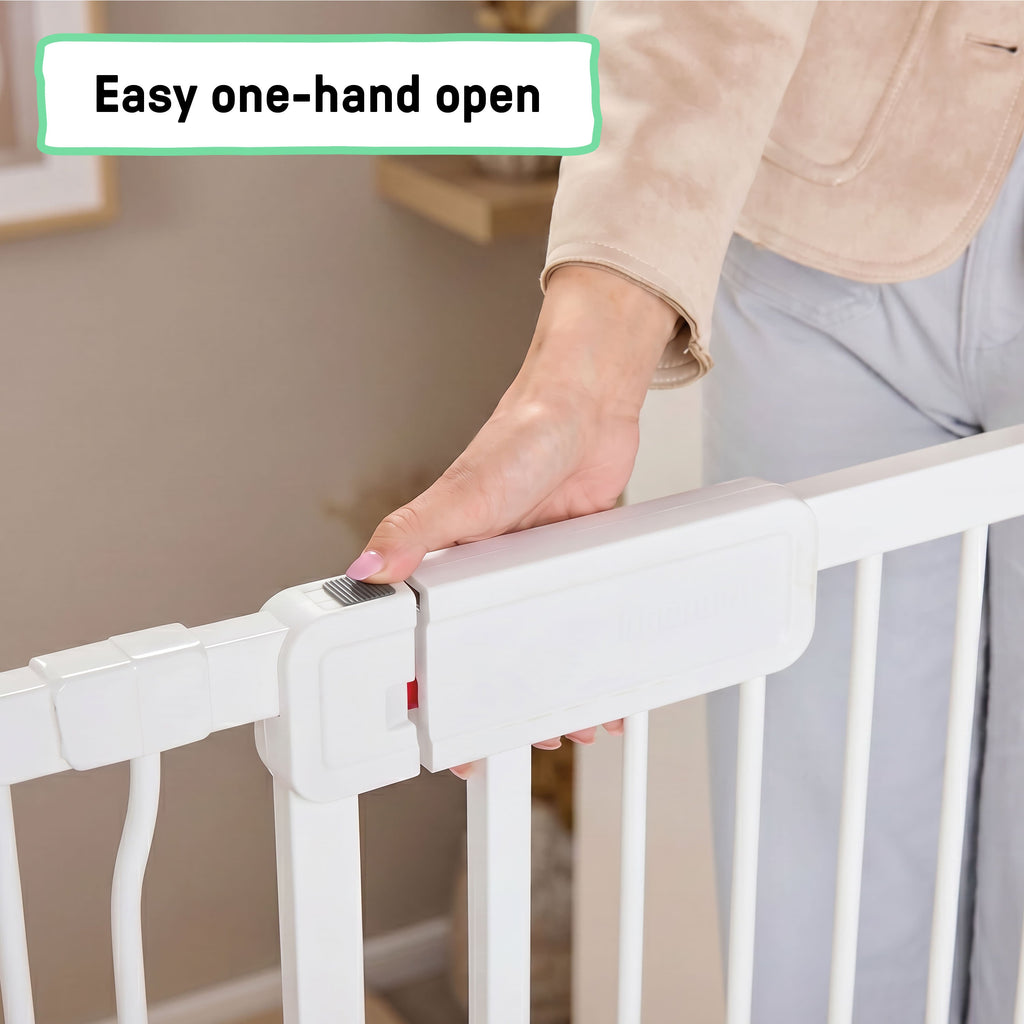 Ingenuity The Doorway Series Hands Free Open Gate for Babies and Pets - White