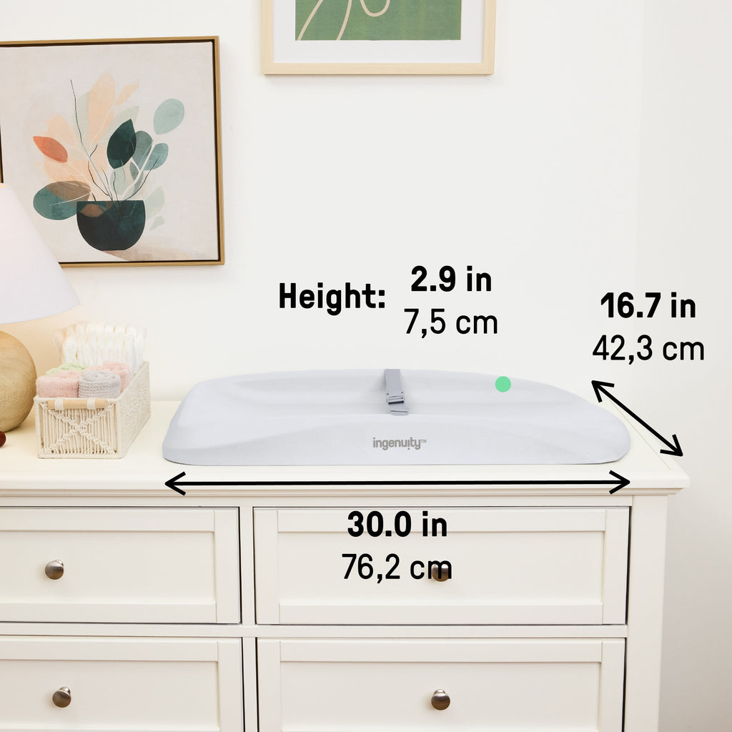 Ingenuity Comfy Clean Changing Pad with Safety Strap and Quick-Release Buckle - Grey