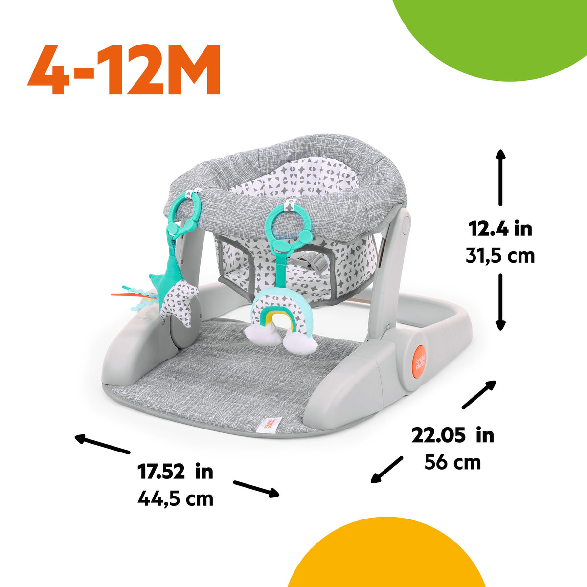 Bright Starts Learn-to-Sit 2-Position Floor Seat - Gray