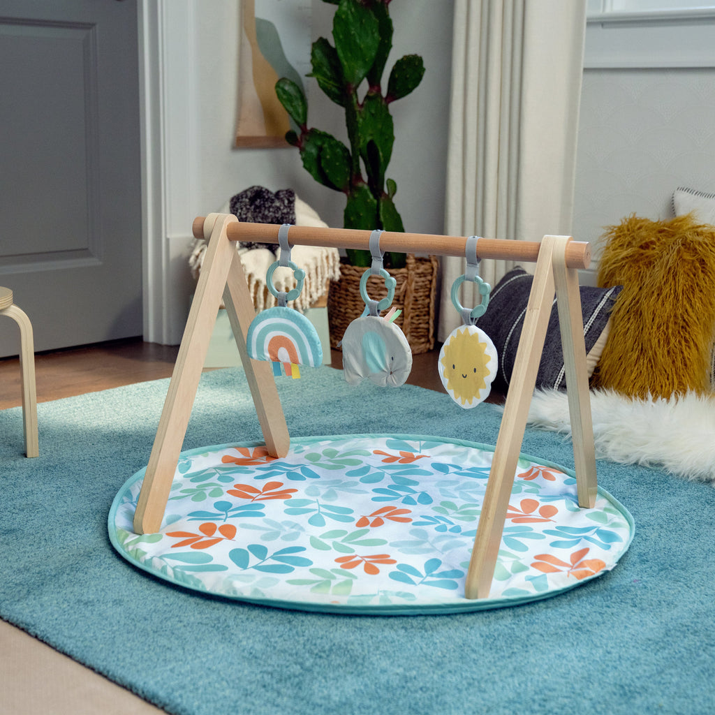 Ingenuity Sun Valley Wooden Toy Arch & Baby Play Mat, For Ages 0-36 Months
