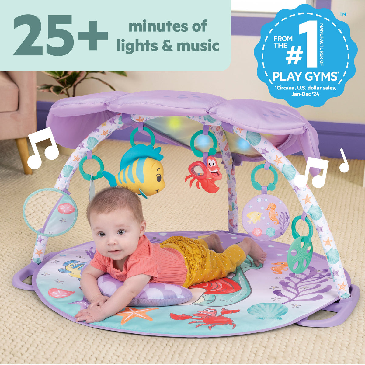 Bright Starts The Little Mermaid Twinkle Trove Light-Up Musical Baby Activity Gym
