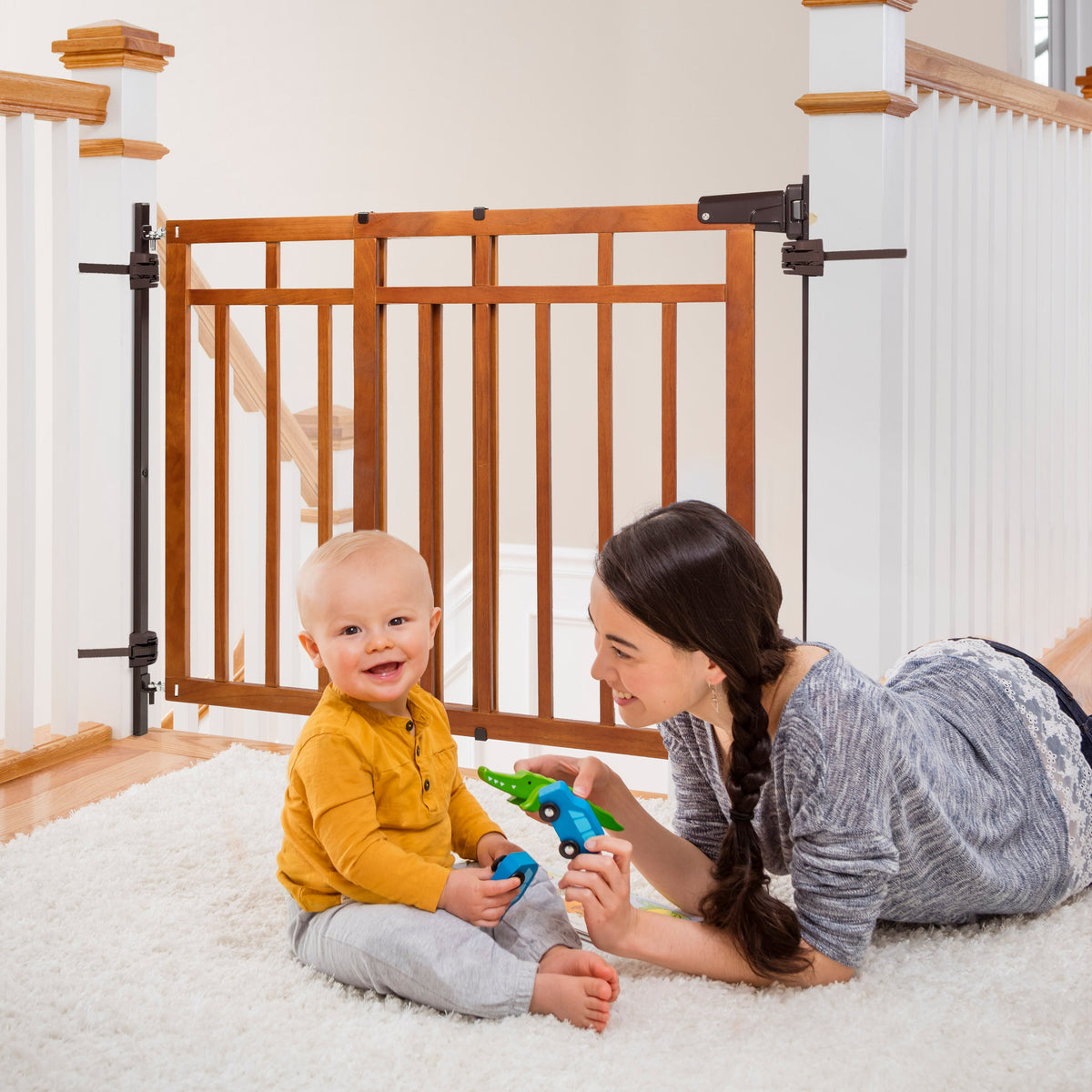 The Stairway+ 48W Series Pet and Baby Gate with Dual Banister Kit, Openings 32 to 48 Wide, 33 Tall