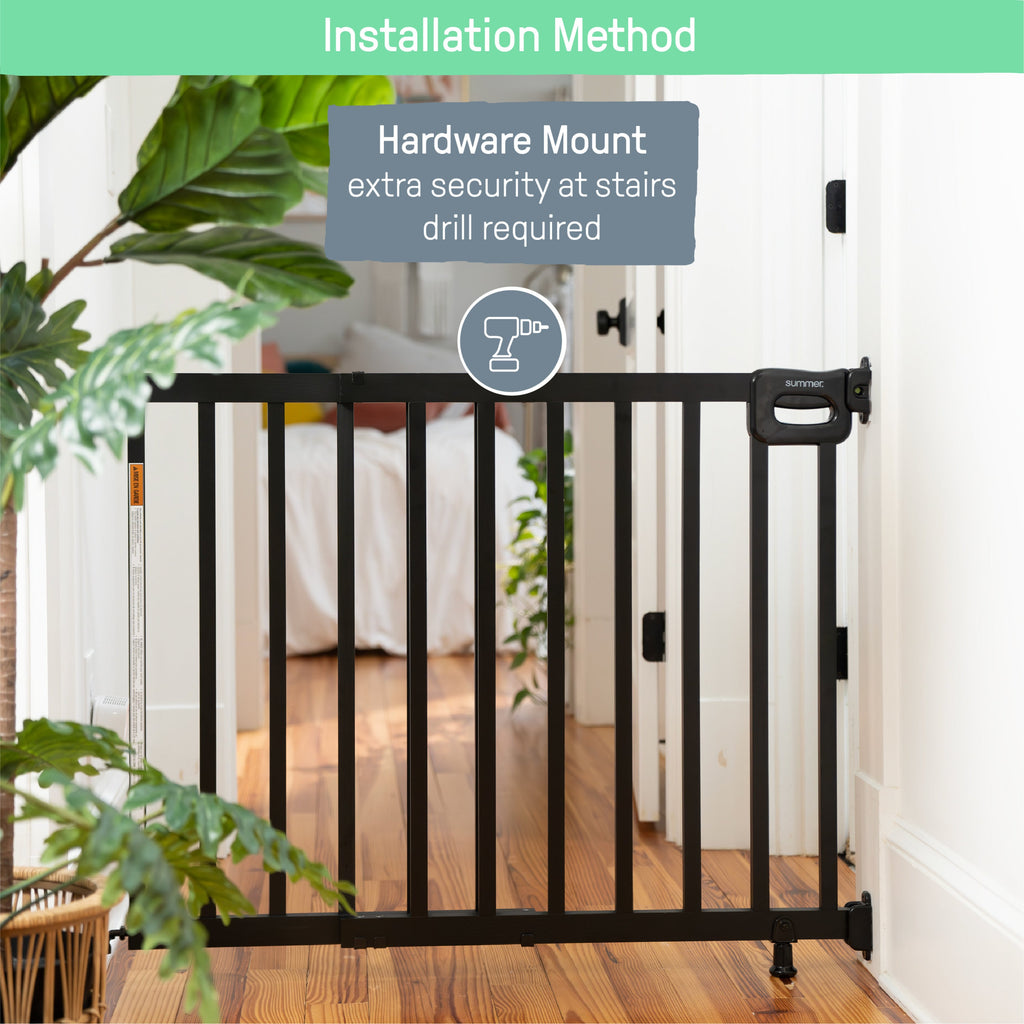 The Stairway 48W Series, Pet and Baby Gate, 30'-48' Wide, 32 Tall - Black