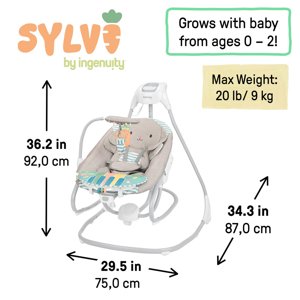 Ingenuity SimpleComfort Piano Playtime 4-in-1 Baby Swing & Rocker