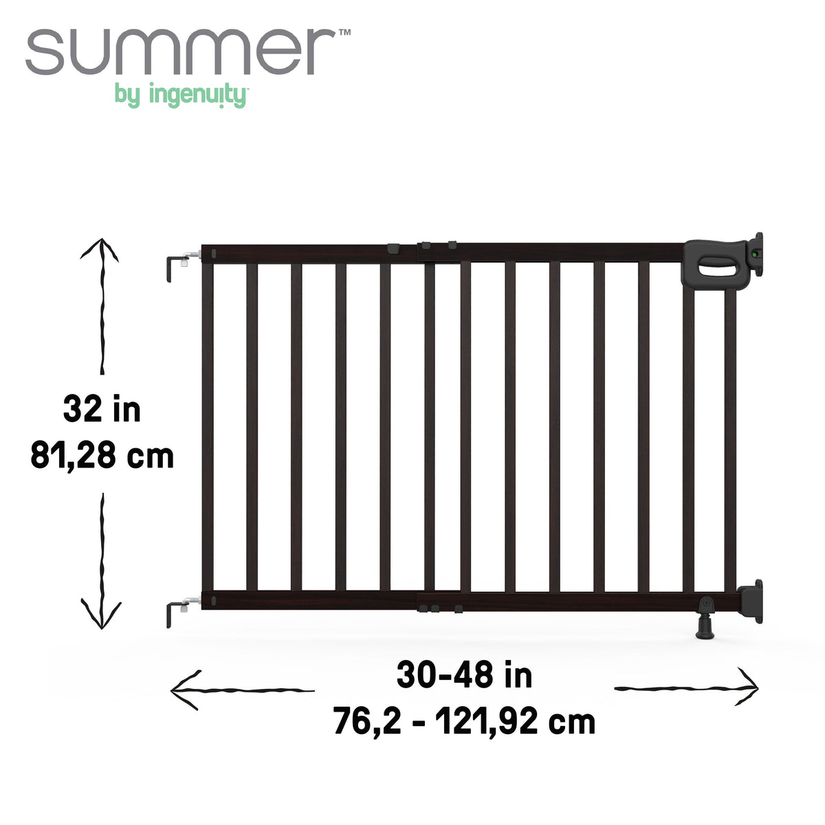 The Stairway 48W Series, Pet and Baby Gate, 30'-48' Wide, 32 Tall - Black