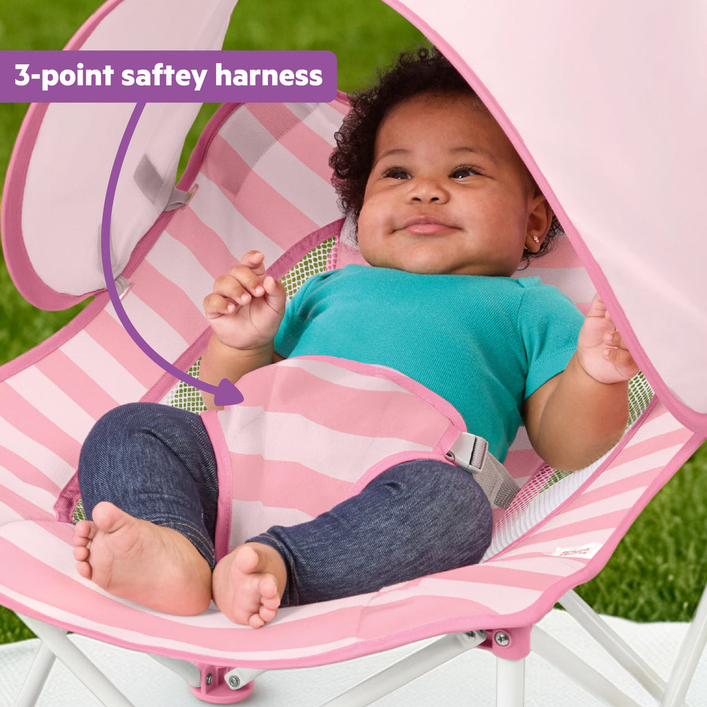 Bright Starts Pop 'N Chill Travel Seat, Pink Stripe