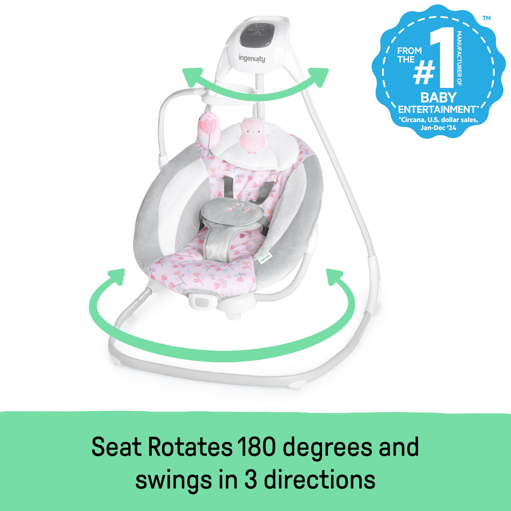 Ingenuity SimpleComfort Multi-Direction Compact Vibrating Baby Swing, Cassidy