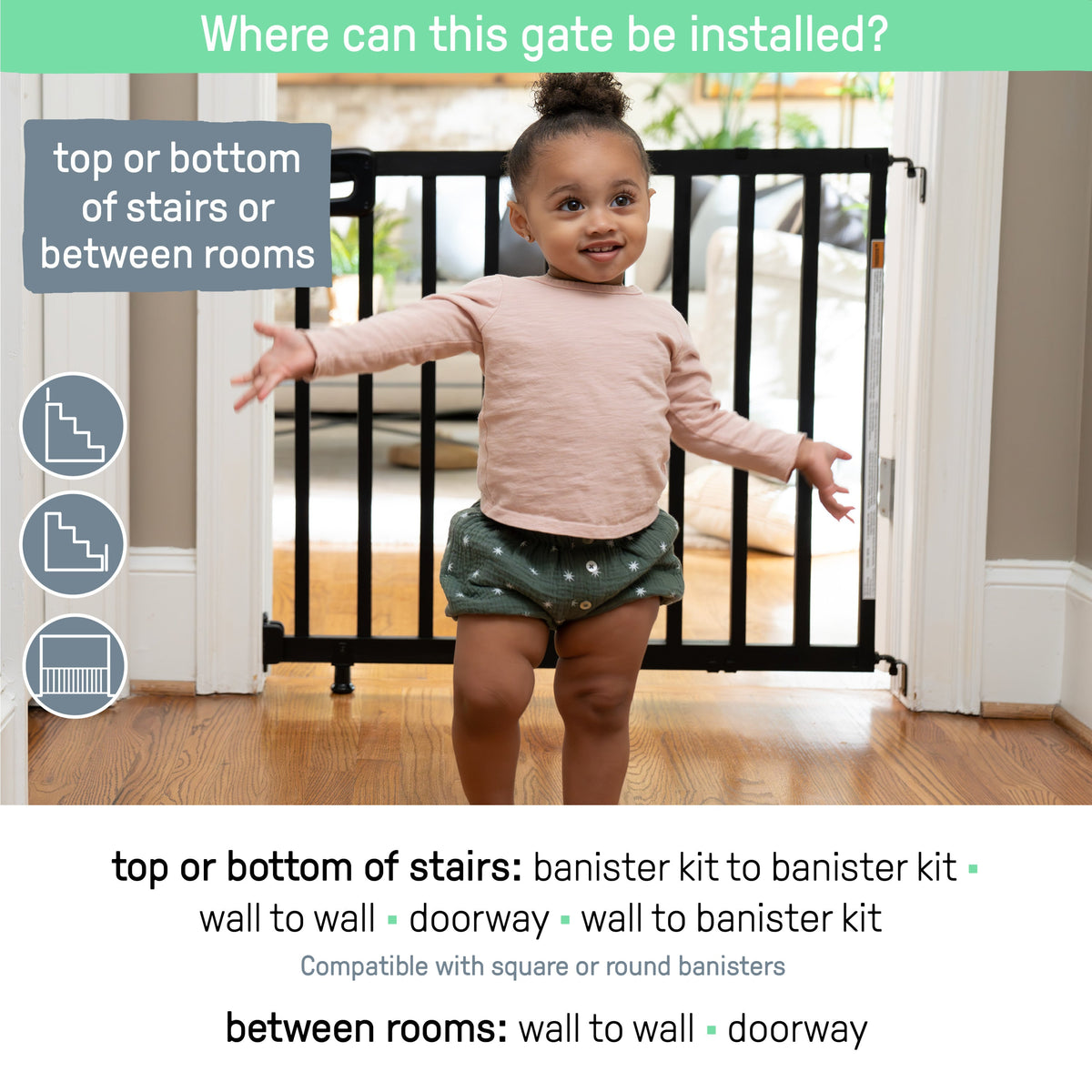 Ingenuity The Stairway 48W Series Pet and Baby Gate, Openings 30-48 Wide, 32Tall - Brown