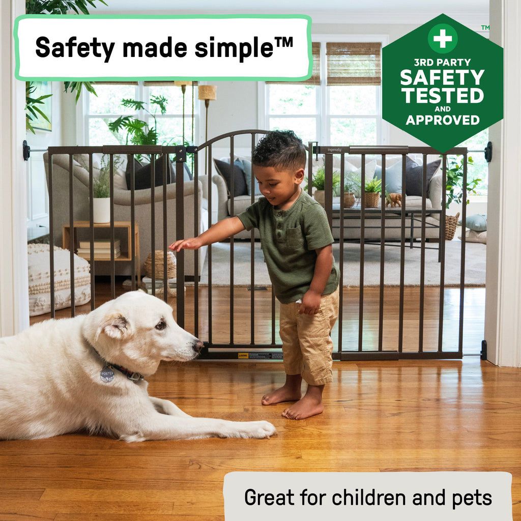 The Thruway 72XW Series Pet and Baby Metal Gate, Openings 44-72 wide, 36 tall - Bronze