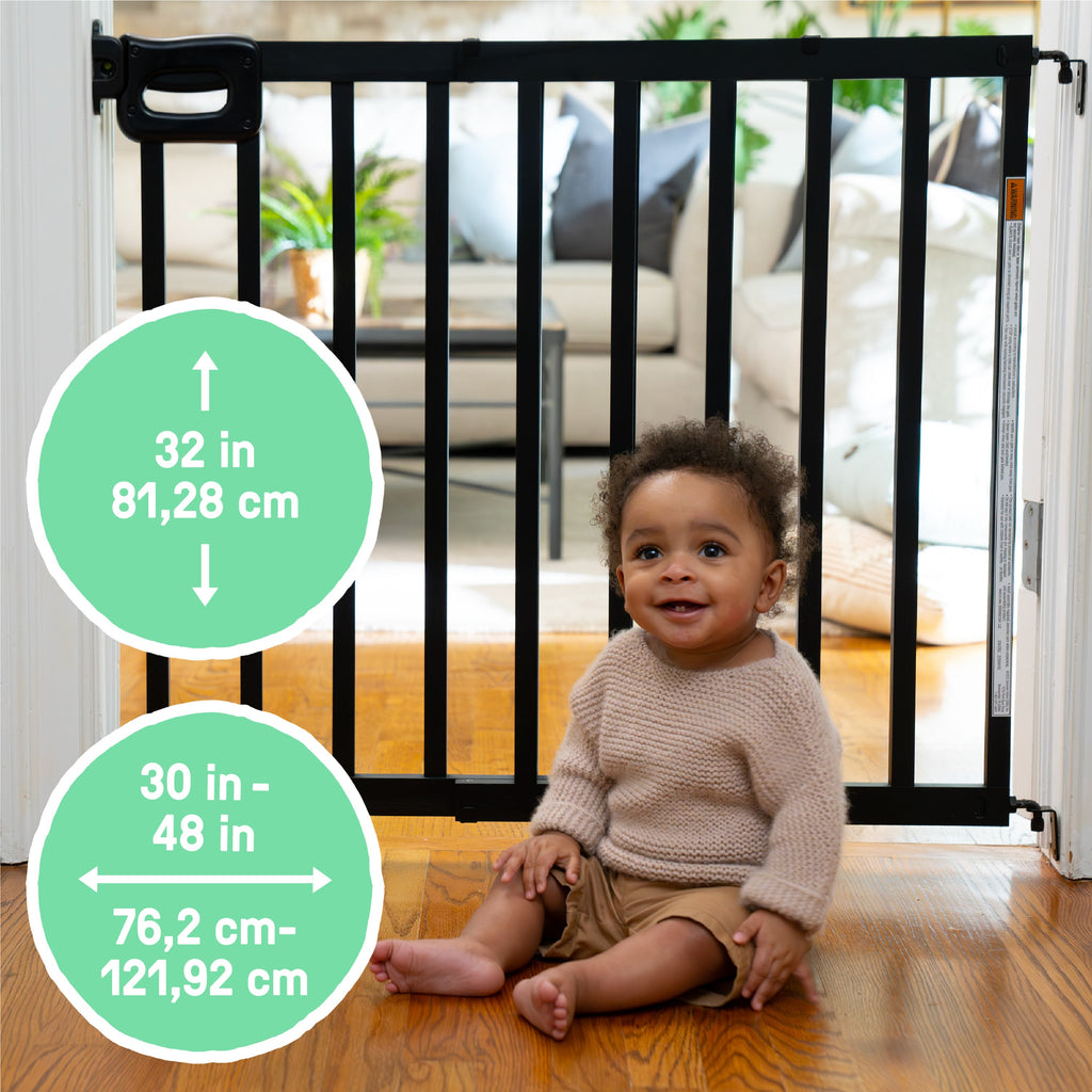 The Stairway 48W Series, Pet and Baby Gate, 30'-48' Wide, 32 Tall - Black