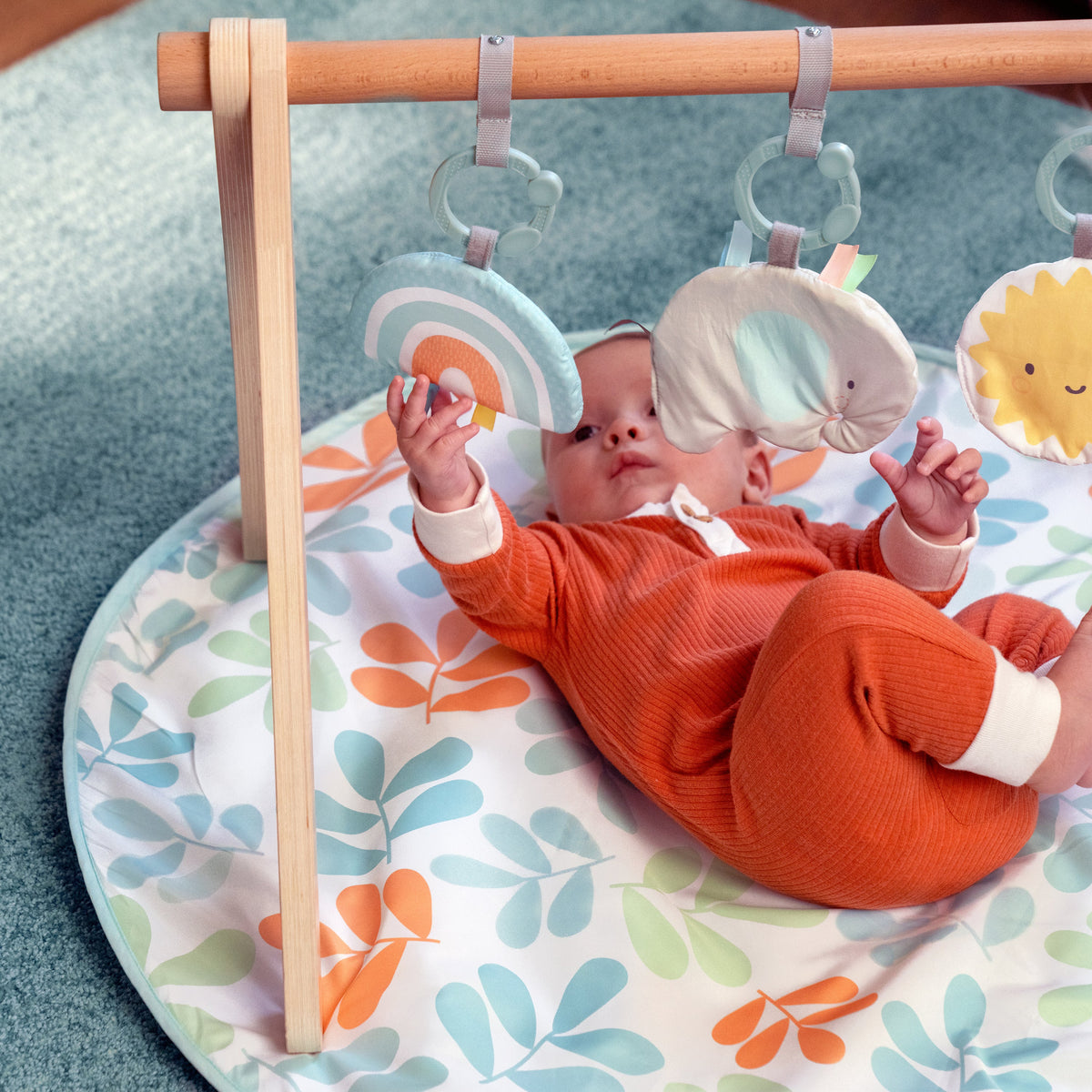 Ingenuity Sun Valley Wooden Toy Arch & Baby Play Mat, For Ages 0-36 Months