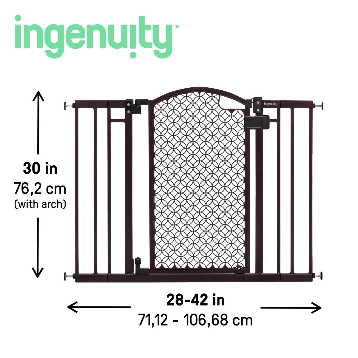 The Doorway 42W Series Pet and Baby Gate, Openings 28- 42 Wide, 30 Tall - Espresso