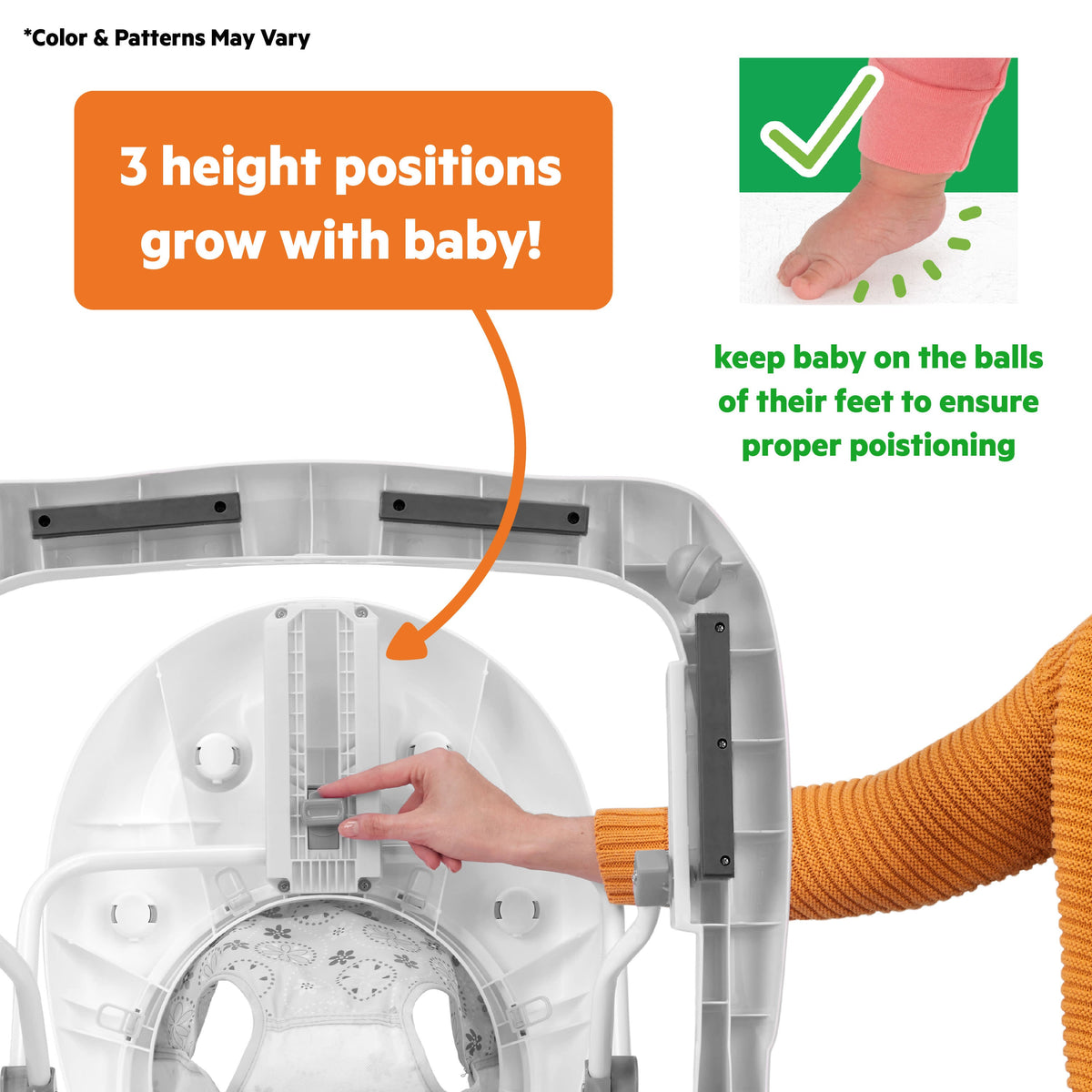 Bright Starts Giggling Safari Walker with Easy Fold Frame for Storage