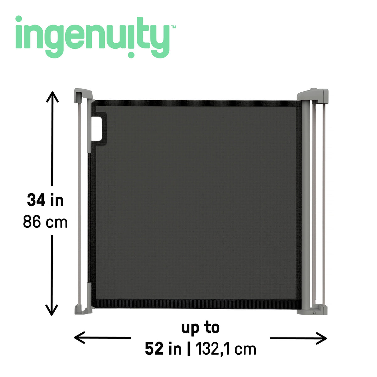 The Thruway 52W Series Pet and Baby Retractable Gate with Tuck Away Mesh, Openings up to 52 Wide - Black