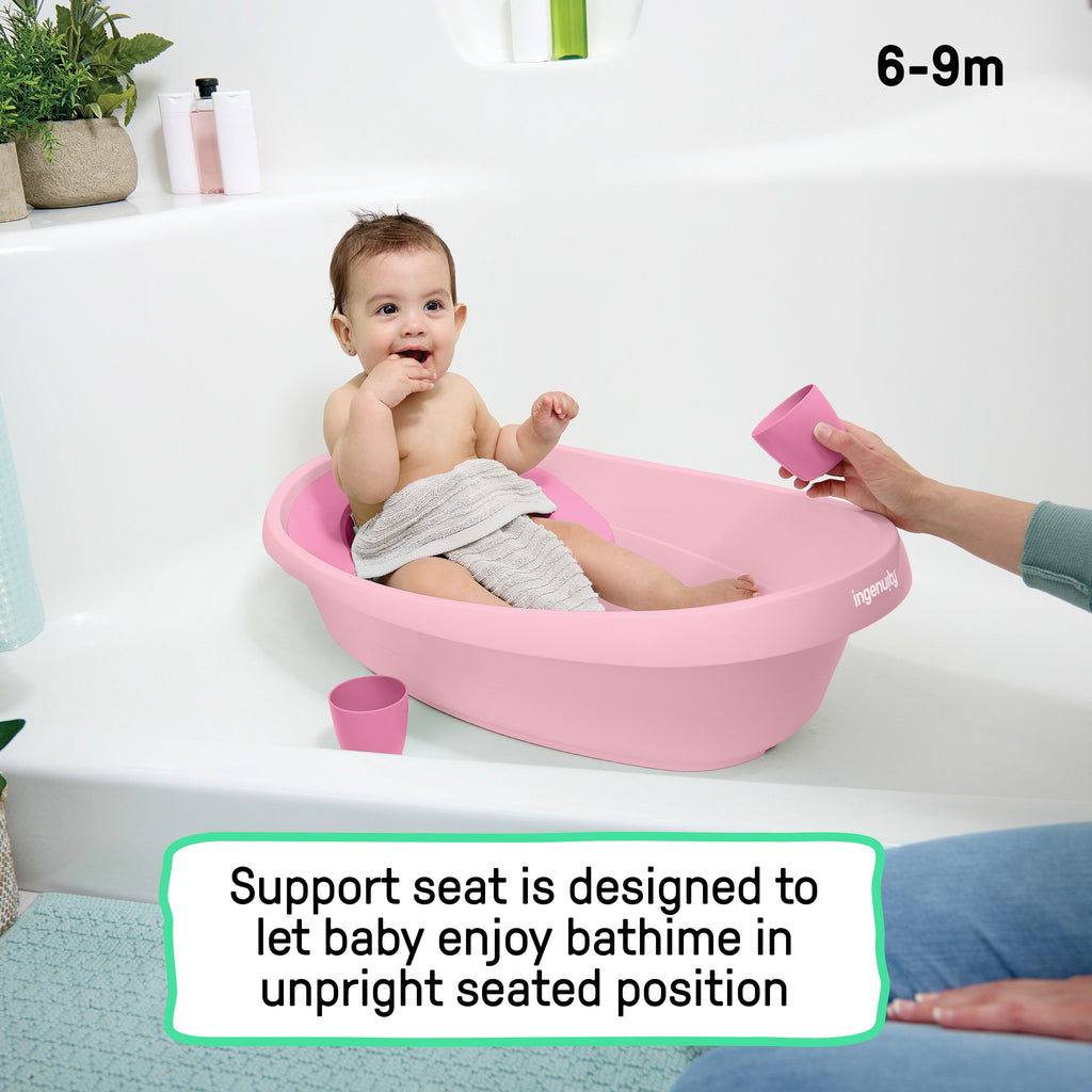 Ingenuity Room to Soak 4-in-1 Baby Tub, 4 Stages of Use, OM+ - Pink