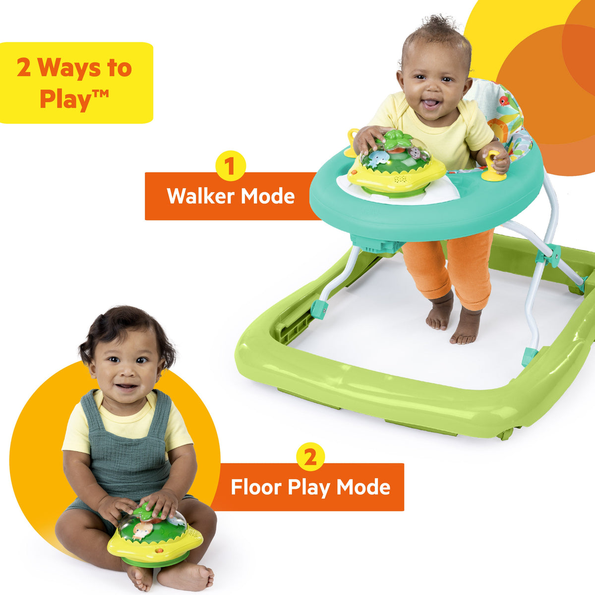 Bright Starts Wanderlights 2-in-1 Baby Walker, Blue Green