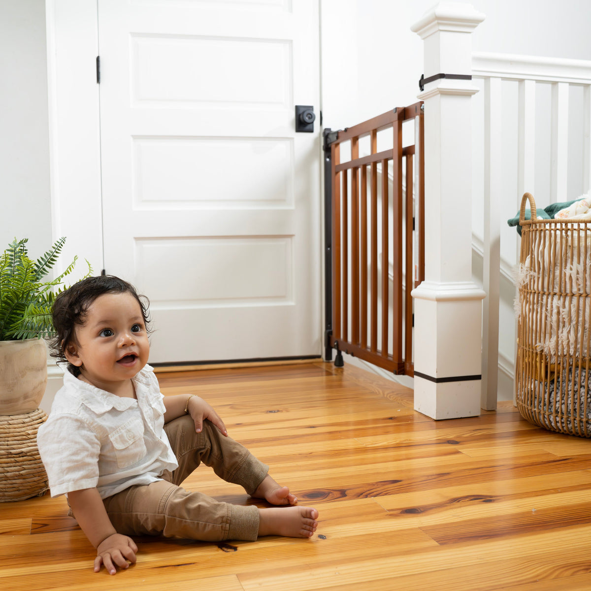 The Stairway+ 48W Series Pet and Baby Gate with Dual Banister Kit, Openings 32 to 48 Wide, 33 Tall