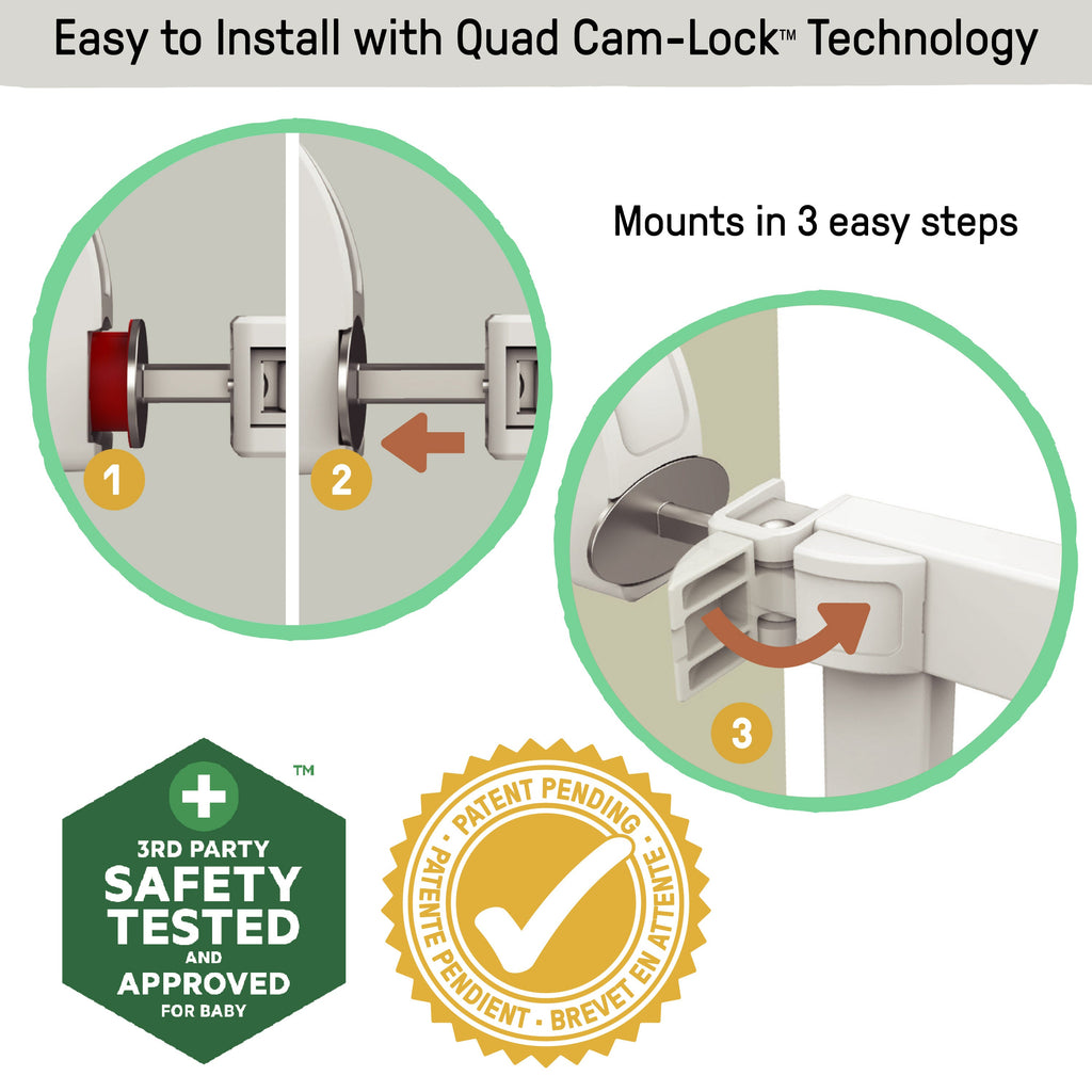 The Doorway 37W Series Pet and Baby Gate with Quad-Cam Lock, Openings from 30-37 Wide - White