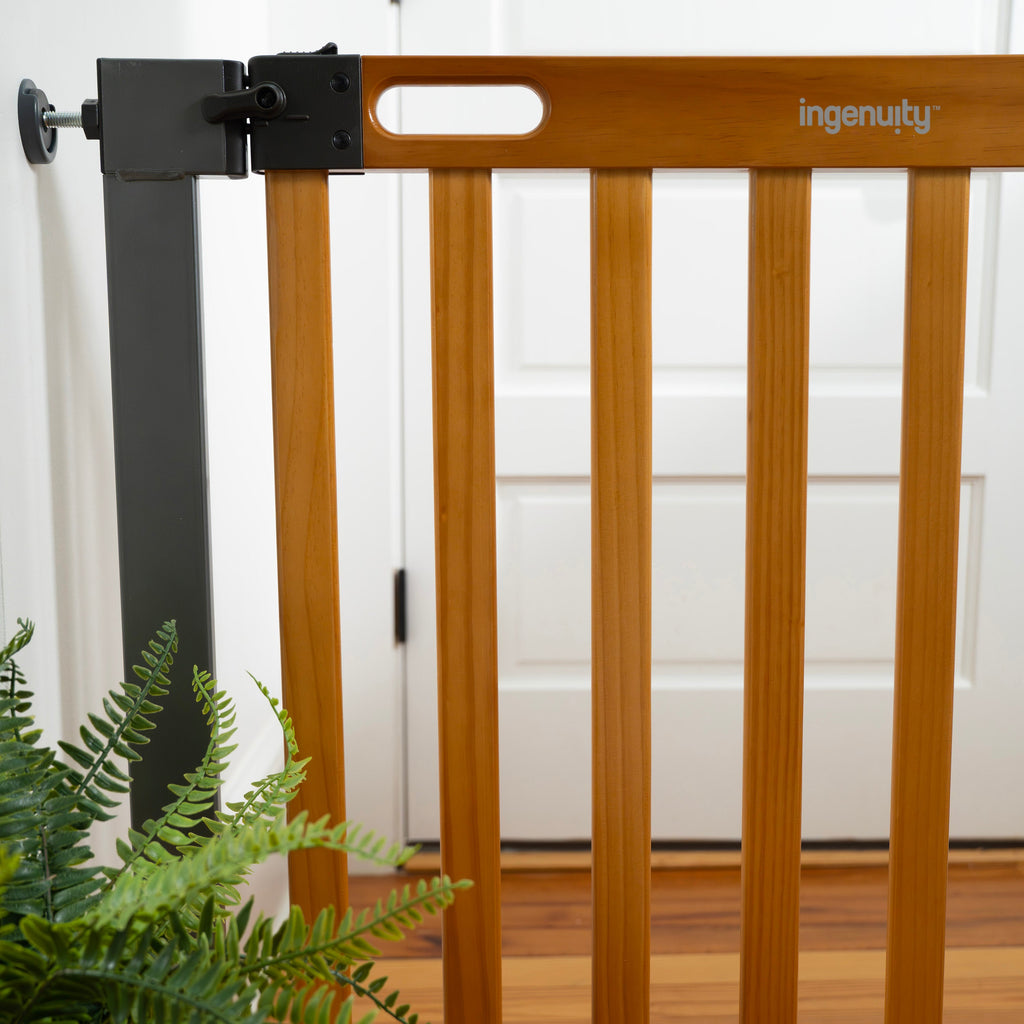 The Thruway 60XW Series Extra Wide Safety Pet and Baby Gate, 36-60 Wide - Honey Oak