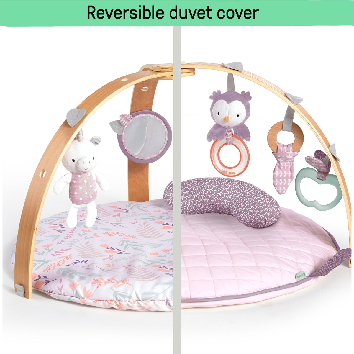 Ingenuity Cozy Spot Duvet Activity Gym with Self-Storage, Machine Washable Mat, Calla