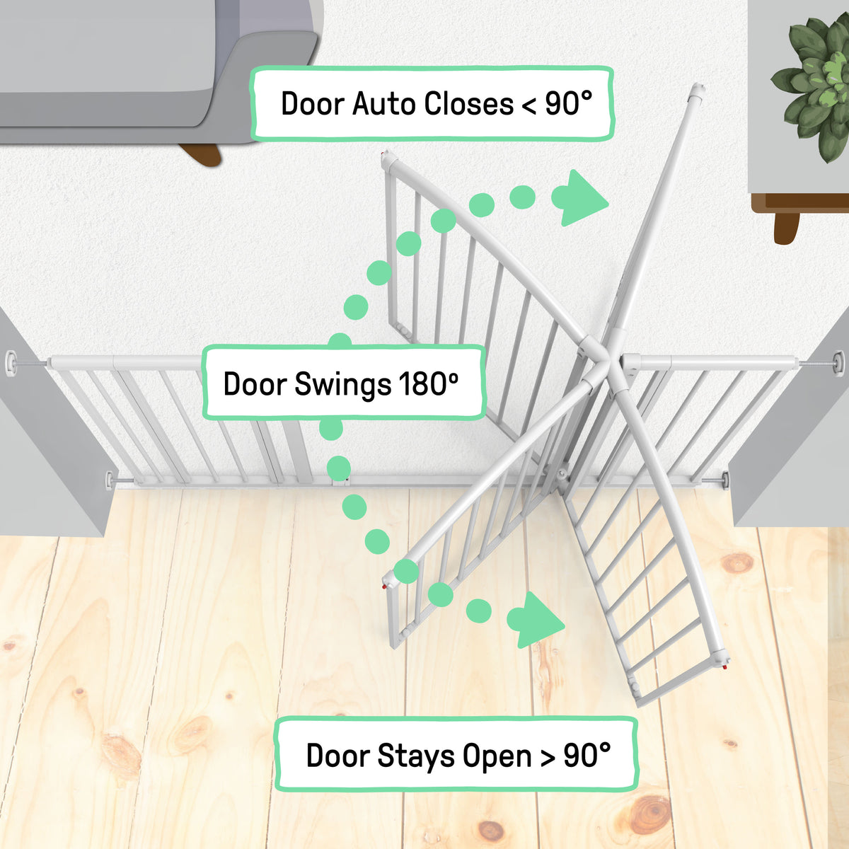 The Thruway 53W Series Pet and Baby Gate, Openings 29.5-53 Wide, 38 Tall - White