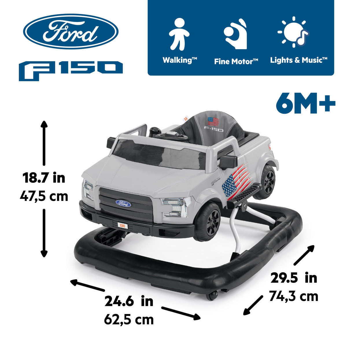 Bright Starts Ways to Play Walker - Ford F-150, All American, 4-in-1 Walker