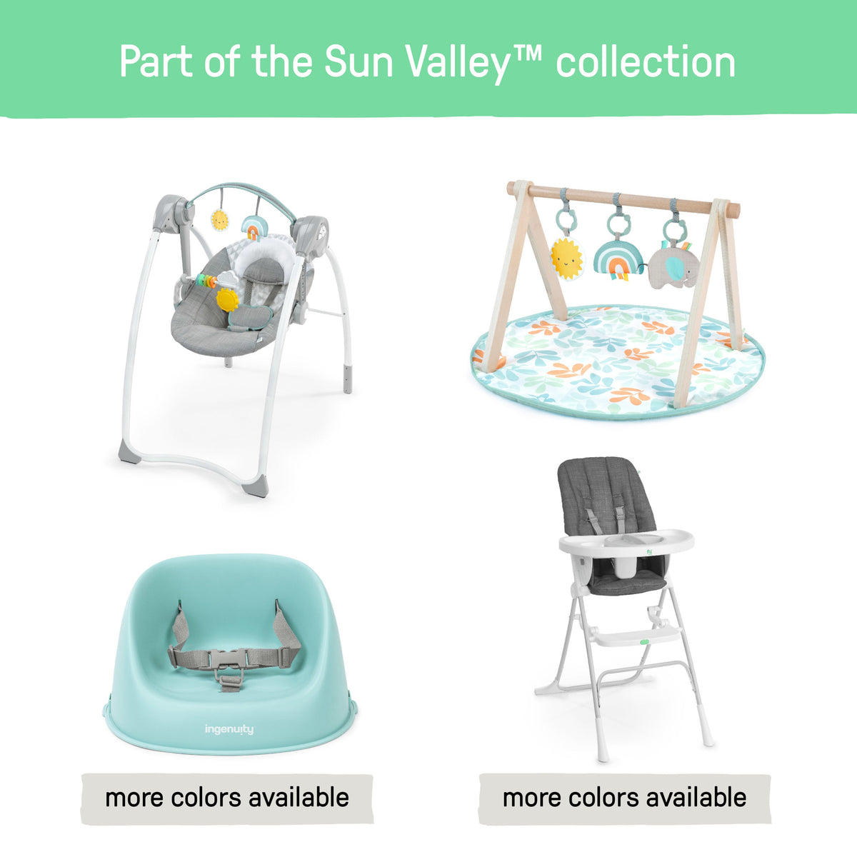 Ingenuity Sun Valley Wooden Toy Arch & Baby Play Mat, For Ages 0-36 Months