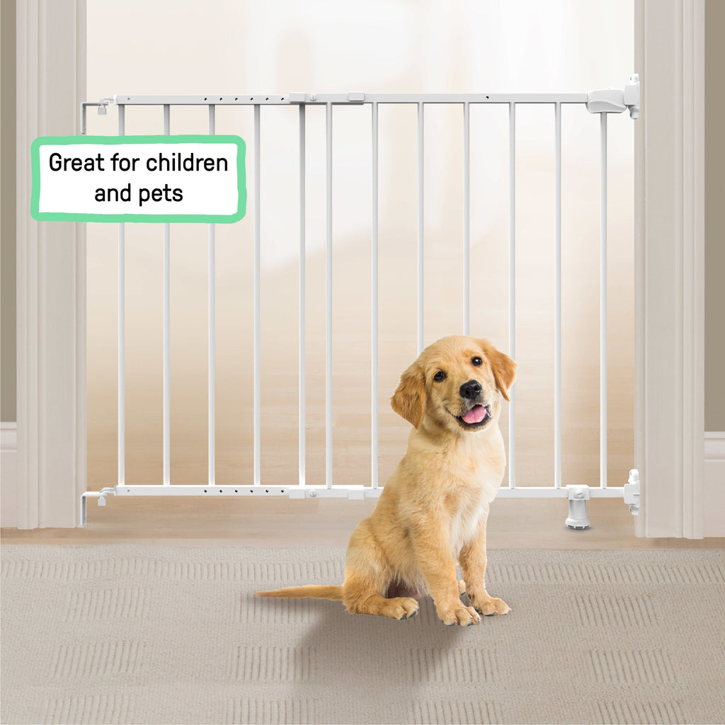 The Stairway 42W Series Safety Pet and Baby Gate, Openings from 28-42 Wide - White