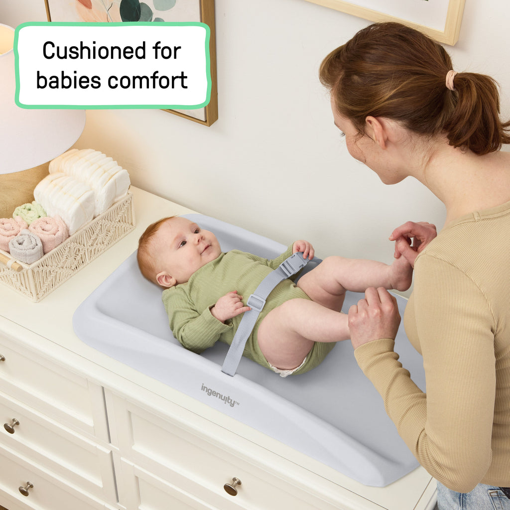 Ingenuity Comfy Clean Changing Pad with Safety Strap and Quick-Release Buckle - Grey