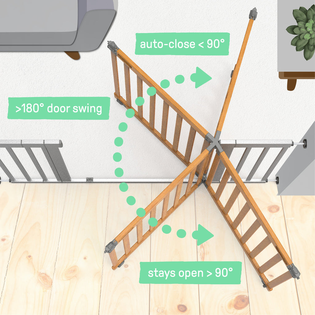 The Thruway 60XW Series Extra Wide Safety Pet and Baby Gate, 36-60 Wide - Honey Oak