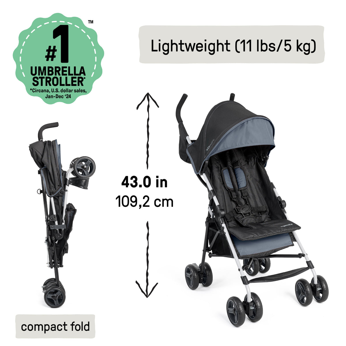 Ingenuity 3Dmini Convenience Stroller, Slate