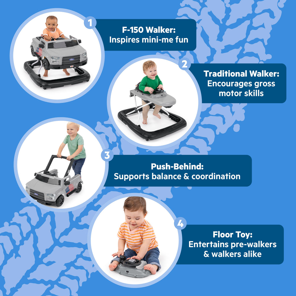 Bright Starts Ways to Play Walker - Ford F-150, All American, 4-in-1 Walker