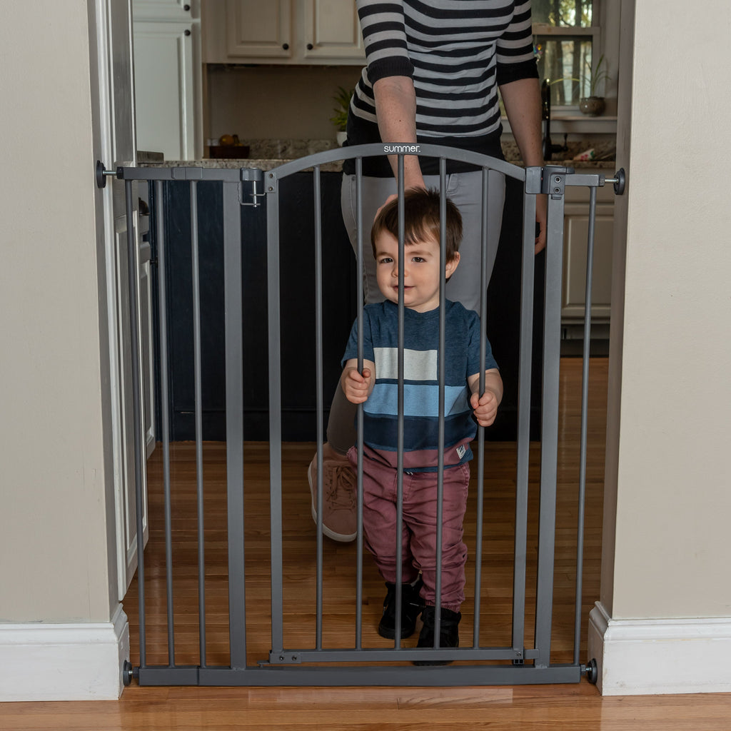Extra Tall Decor Safety Gate, Openings 28-38.25 Wide, 26 Tall - Gray