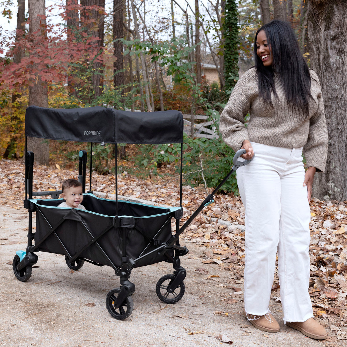 Summer by Ingenuity Pop 'N Ride Stroller Wagon - Black & Teal