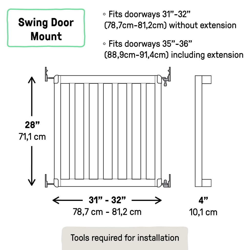 The Doorway 36S Series Custom Collection Pet and Baby Gate, Openings 30-36 Wide, 22 Tall - Natural Wood