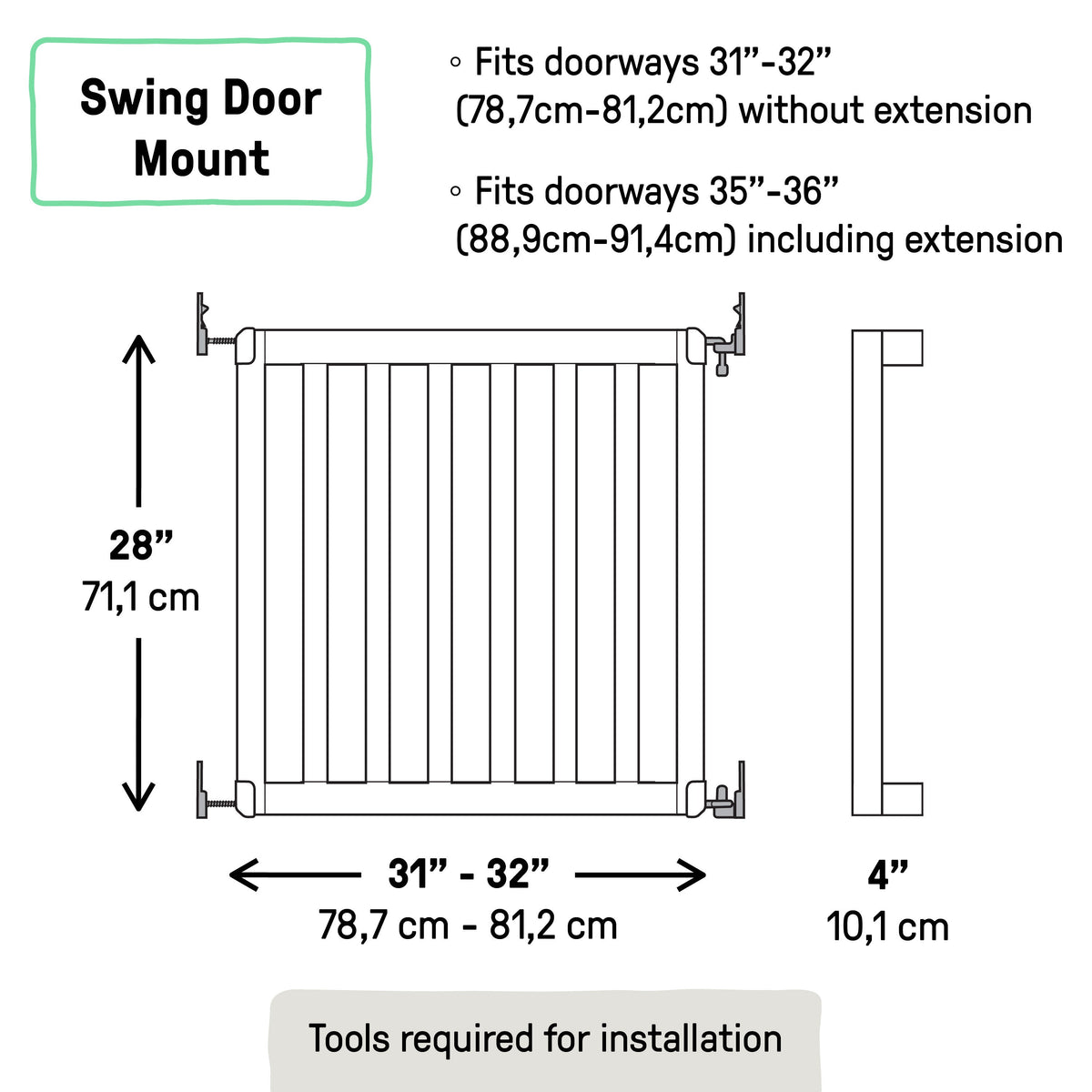 The Doorway 36S Series Custom Collection Pet and Baby Gate, Openings 30-36 Wide, 22 Tall - Natural Wood