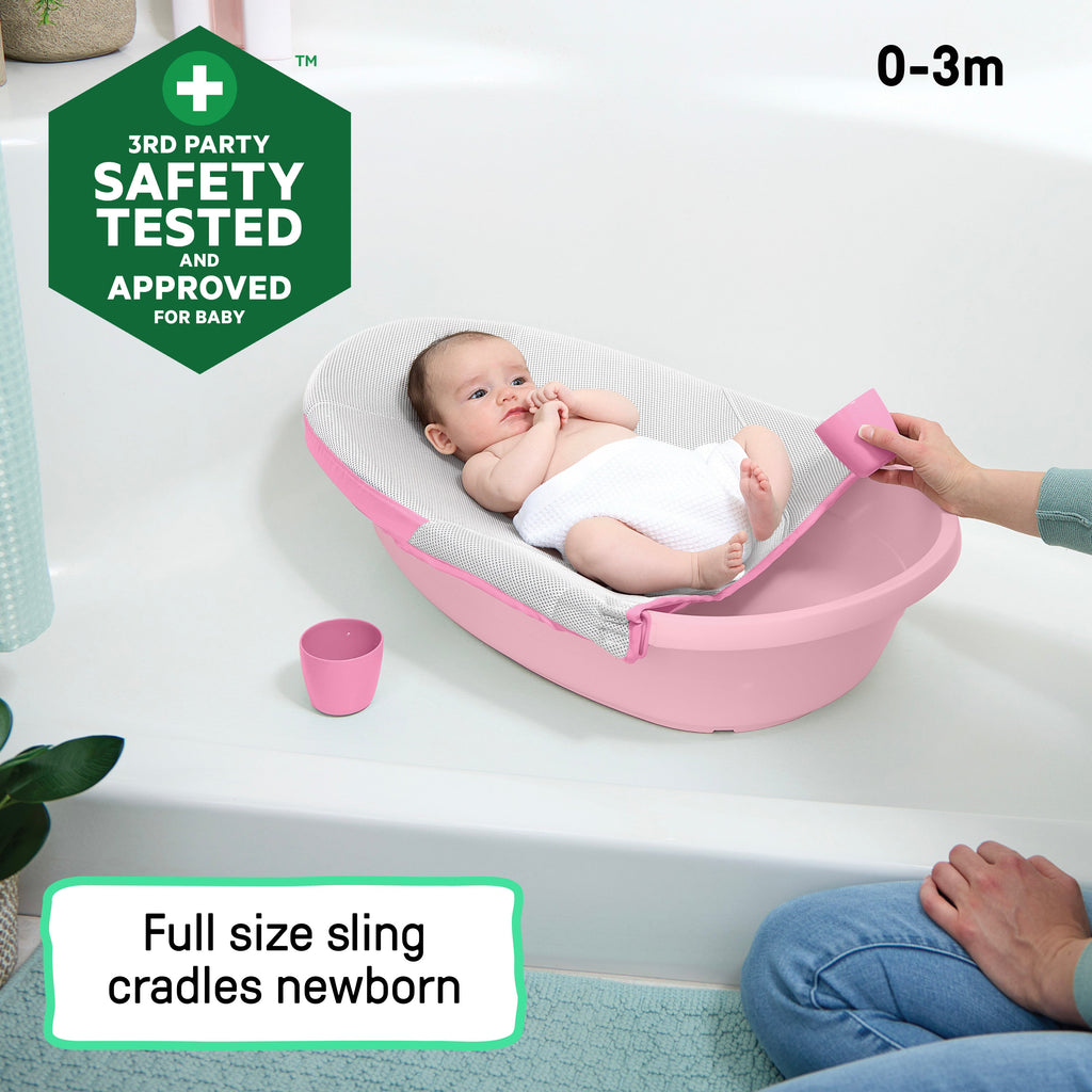 Ingenuity Room to Soak 4-in-1 Baby Tub, 4 Stages of Use, OM+ - Pink