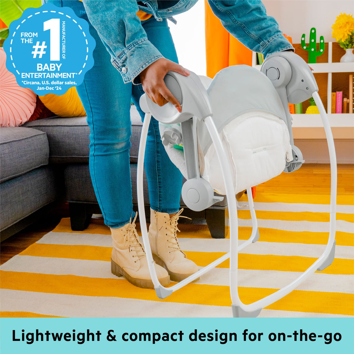 Bright Starts Whimsical Wild Compact Portable Automatic Baby Swing