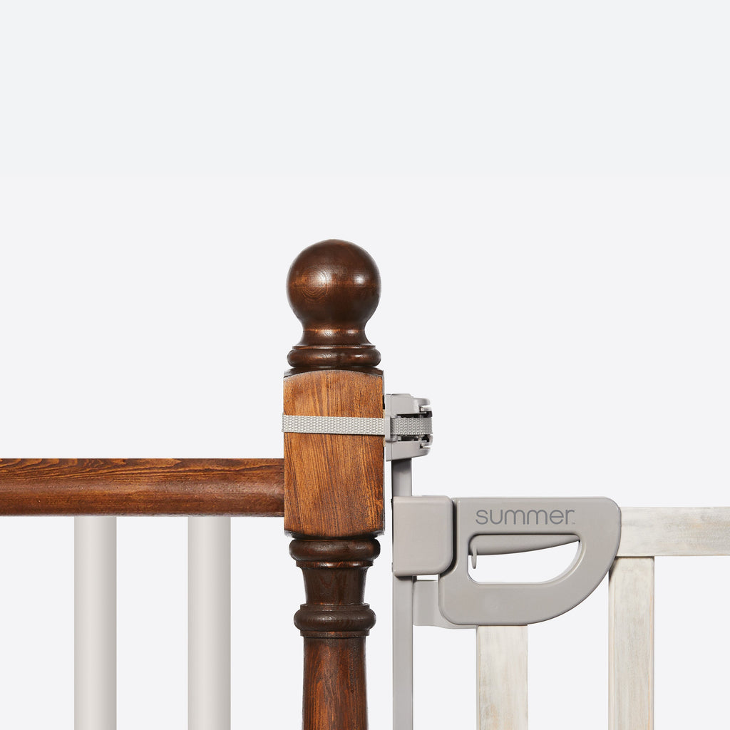 Wood Banister & Stair Pet and Baby Gate, Openings 33- 46 Wide