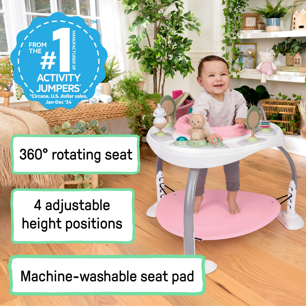 Ingenuity Spring & Sprout 2-in-1 Baby Activity Center Jumper and Table with Infant Toys - Ages 6 months +, First Forest
