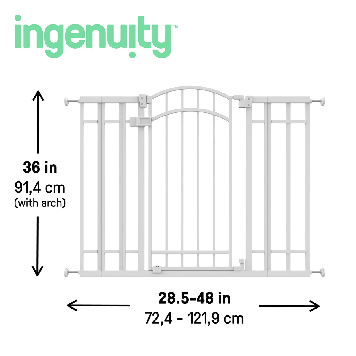 Doorway 48W Series Safety Pet and Baby Gate, openings 29-48 Wide, 36 Tall - White