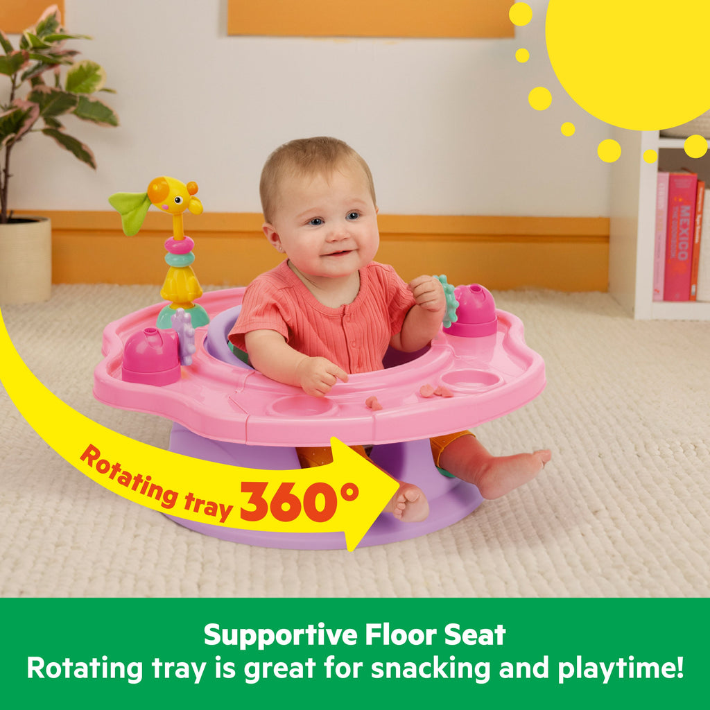 Bright Starts SuperSeat 3-in-1 Seat with Snacking Tray, Pink Paradise, 6 Months+