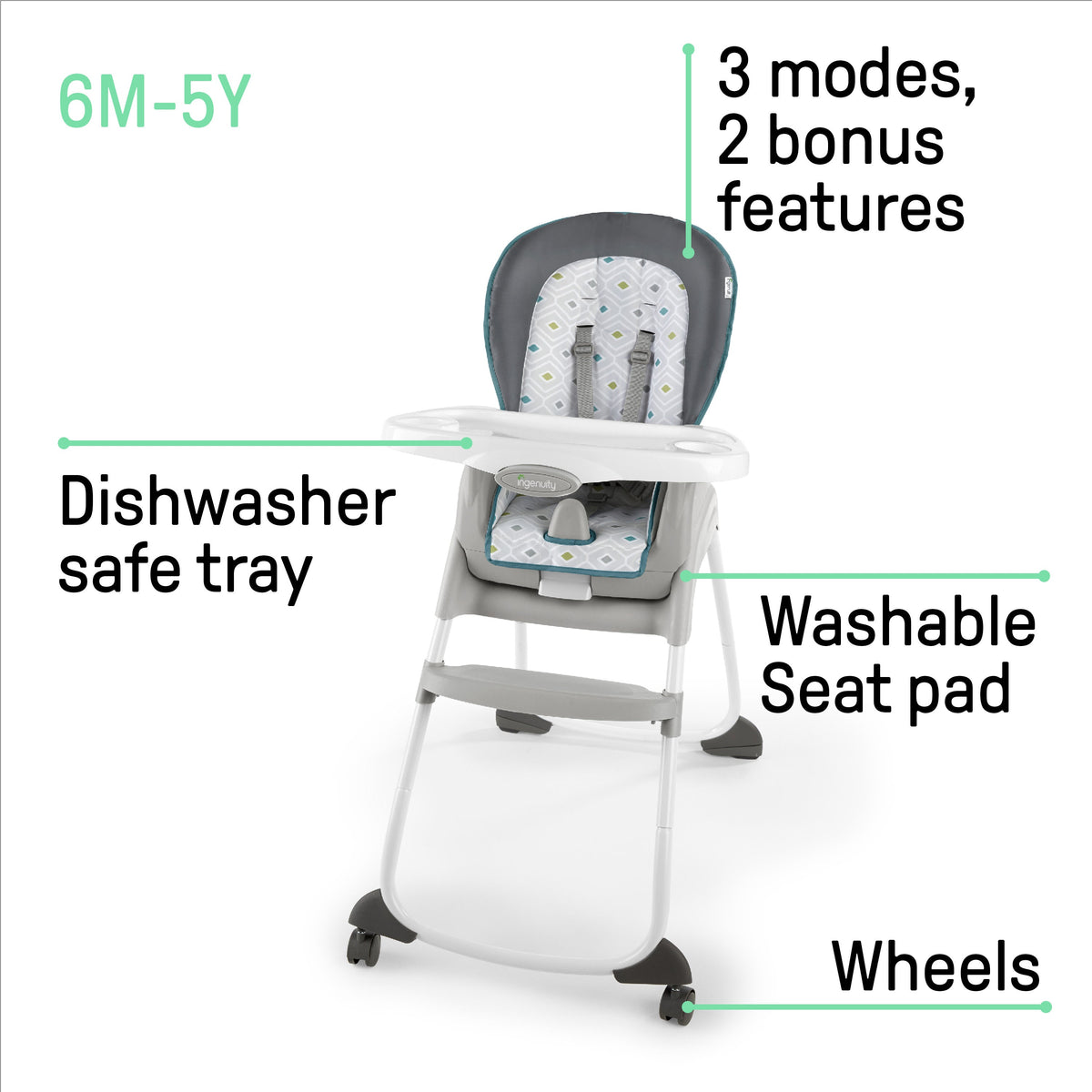 Ingenuity Trio 3-in-1 High Chair, Toddler Chair, and Booster - Nash